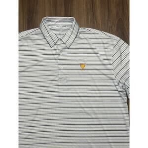 Full Turn Men’s White Striped Golf Performance Polo Shirt President's Cup Sz XL